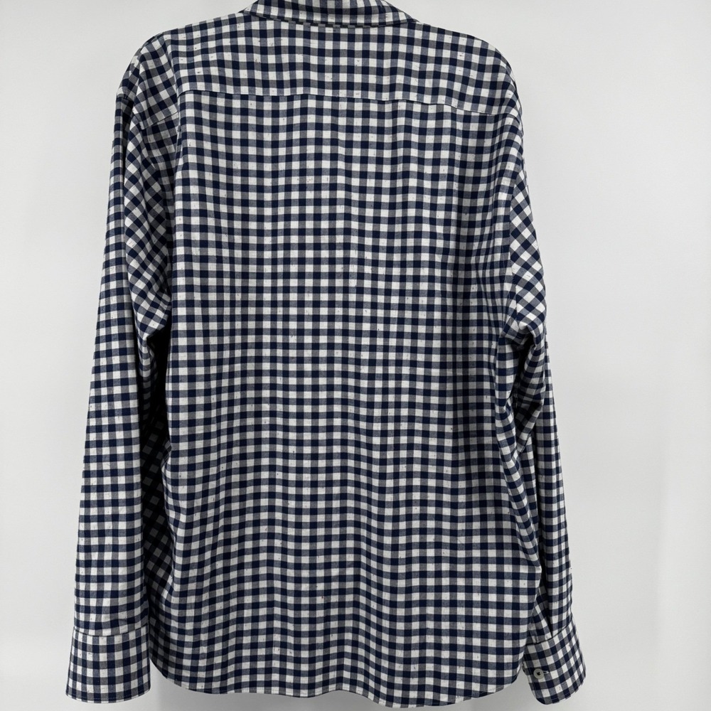 Twillory Untuckable Mens XL Gingham Button Down‎ Shirt Navy White Speckled Nep - Picture 3 of 8